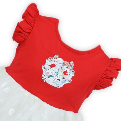 Red Elsa & Anna Toddler Baby Princesses Belle Dress - Crimson Elsa & Anna Dress for Toddler - Image 3