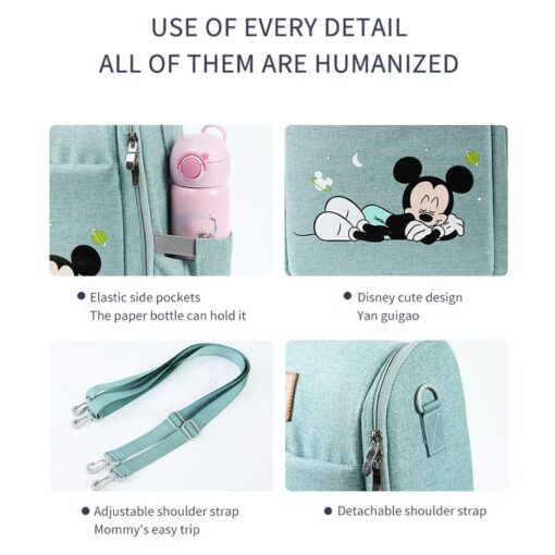 Disney Mickey Mouse Dual Purpose Baby Diaper Bag Backpack Foldable Bed Bags Baby Travel Insulation Mosquito Net Bag Baby Diaper Bag Backpack (Pink) - Image 3