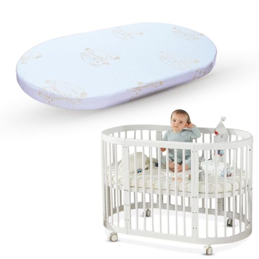 StarAndDaisy Supersoft Mattress For Babies With Washable Zipper Cover For StarAndDaisy Multi-functional 6 in 1 Wooden Cot Crib For Baby / Infant / Kids, Small round bed, Crib, Nursing Table, Round Convertible Bed, Table and Chair and more
