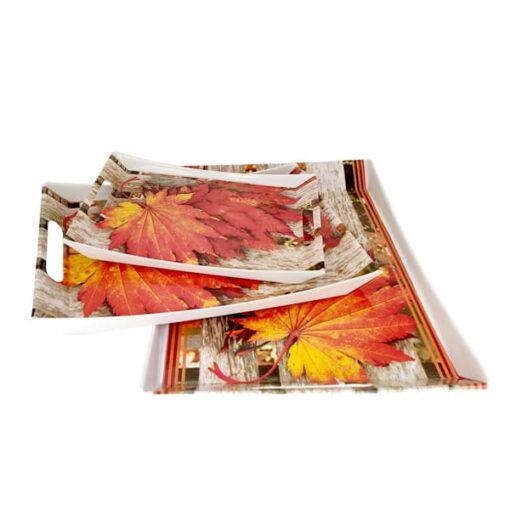 SND Homes Premium Flora Shape Modern Design Melamine Break Resistant Serving Tray (Small, Medium, Large, Multicolour) - Set of 3 - Image 4