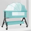 StarAndDaisy 3 in 1 Cradle for Baby with Detachable Nursing Tray & Side Bumper Protection and Mattress and Mosquito Net - Green