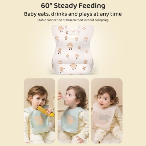 StarAndDaisy Disposable Baby Bibs, 20 Pack Soft Travel Bibs for Feeding Infant Babies, Use and Throw Bibs, Toddler Drool Burp Apron, 3 Layer Absorbent Yet Waterproof bib with 3D Crumb Catcher (Pack Of 20) - Image 5