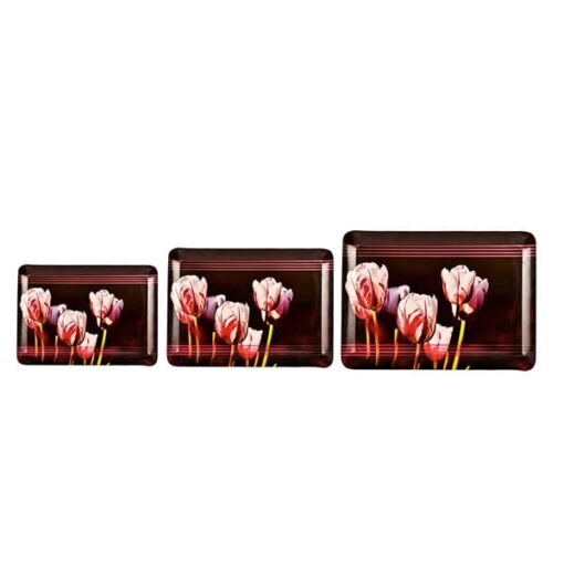 SND Homes Premium Flora Shape Modern Designs Melamine Break Resistant Serving Tray (S, m, L)- Set of 3 - Image 3