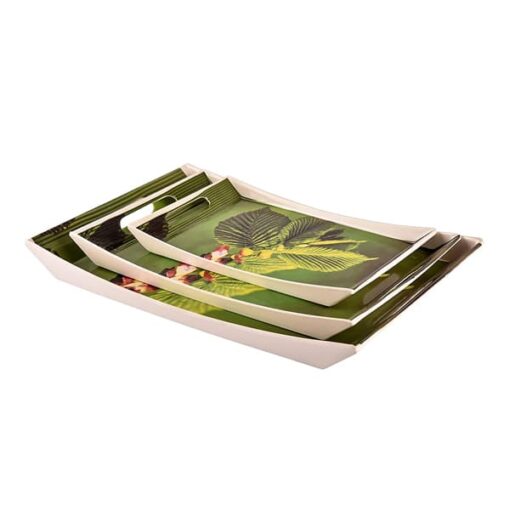 SND Homes Premium Melamine Break Resistant Serving Tray Set Shape-Ocean Modern Designs (Set of 3 - S, m, L) - Image 3