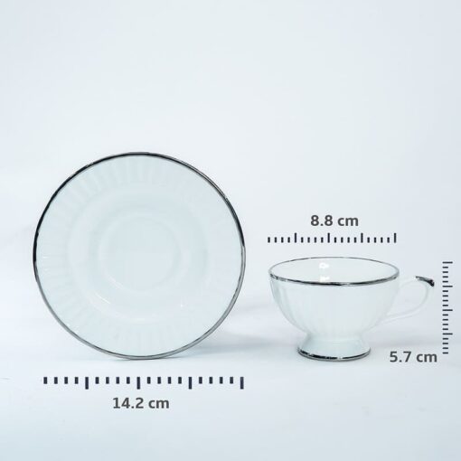 SND Homes Pack of 6 Bone China Cup & Saucer Set of 6 - Carpet Series (White) - Image 3