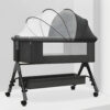 StarAndDaisy 3 in 1 Baby Cradle for Baby with Detachable Nursing Tray and Side Bumper Protection, Mattress and Mosquito Net - Black