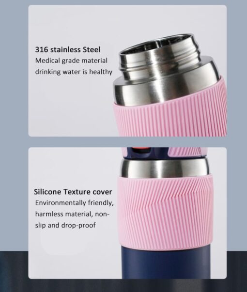 StarAndDaisy HelloDream Series Kids Water Bottle, Non-Toxic Leak Proof Thermoses Stainless Steel BPA Free Insulated Water Flask with Hanging Buckle- 580 ml (Time Orange) - Image 3