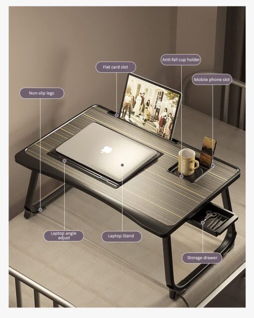 SND Homes Bed Buddy Laptop Desk - Portable Bed Tray Table  with Drawer and Laptop Stand - Bed Buddy Black - Image 4