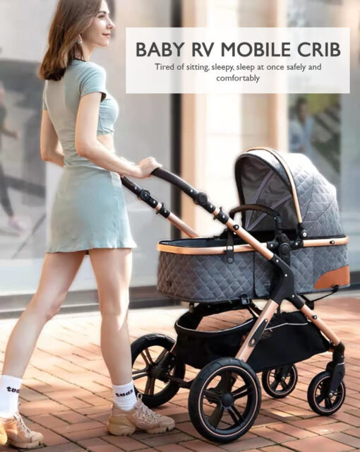 StarAndDaisy 2-in-1 EasyGo Travel Friendly Luxury Baby Stroller Pram Buggy Pushchair For Baby with Extraordinary Features, Sleeping Baby Stroller bassinet mode, Sit-stand Mode (High Landscape Seat, one-push folding, Powerful Shock Absorption Wheels, Convertible Bassinet Design (Grey with Silver Tubes | With Cushion) - Image 10