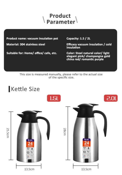 Insulated Flask Insulation Thermos 2 Litre (Black)
