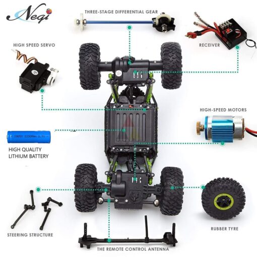 1:18 Rechargeable Rock Crawling 4WD 2.4 Ghz 4x4 Rally Car Remote Control Monster Truck Kids Play Toys - Image 7