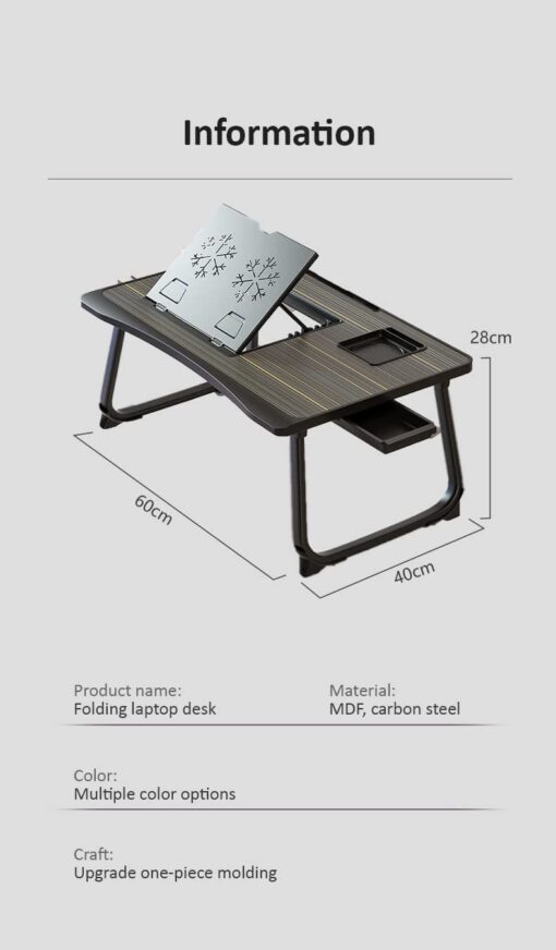 SND Homes Bed Buddy Laptop Desk - Portable Bed Tray Table  with Drawer and Laptop Stand - Bed Buddy Black - Image 11