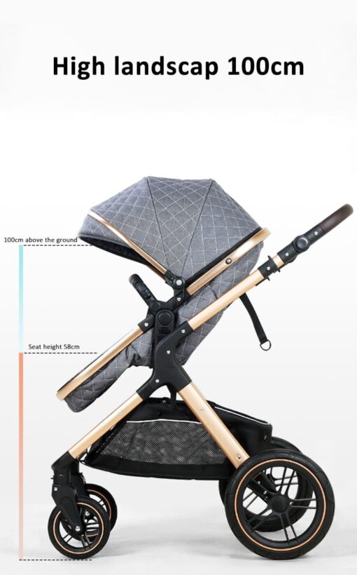 StarAndDaisy 2-in-1 EasyGo Travel Friendly Luxury Baby Stroller Pram Buggy Pushchair For Baby with Extraordinary Features, Sleeping Baby Stroller bassinet mode, Sit-stand Mode (High Landscape Seat, one-push folding, Powerful Shock Absorption Wheels, Convertible Bassinet Design (Grey with Silver Tubes | With Cushion) - Image 19