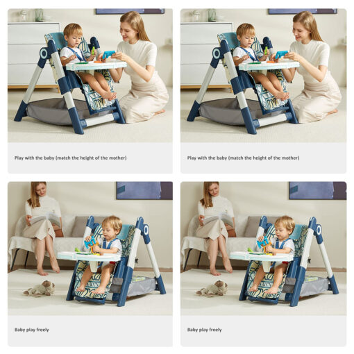 StarAndDaisy High Chair for Baby, Multiple Recline Position High Chair with Height Adjustment and pedal adjustments with adjustable Back Seat Footrest, 6 Months to 5 Years dual tray. Feeding chair (Printed) - Image 7