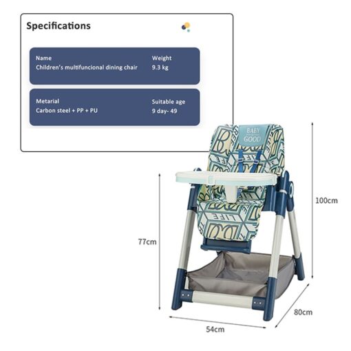 StarAndDaisy High Chair for Baby, Multiple Recline Position High Chair with Height Adjustment and pedal adjustments with adjustable Back Seat Footrest, 6 Months to 5 Years dual tray. Feeding chair (Printed) - Image 8