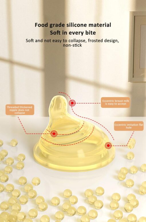 StarAndDaisy Powder Skin Feeding Bottle with With Soft Silicone BPA Free Bottle and Nipple, High-Temperature Resistance, Anti-Flatulence and High Borosilicate Glass, Suitable for 3-6 Months Baby - Image 3