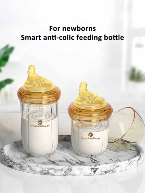 StarAndDaisy Powder Skin Feeding Bottle with With Soft Silicone BPA Free Bottle and Nipple, High-Temperature Resistance, Anti-Flatulence and High Borosilicate Glass, Suitable for 3-6 Months Baby - Image 4