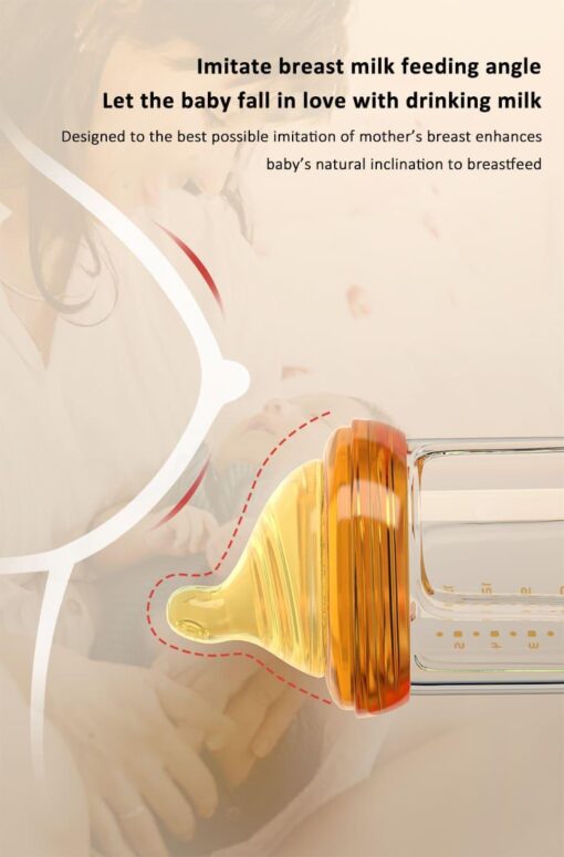 StarAndDaisy Powder Skin Feeding Bottle with With Soft Silicone BPA Free Bottle and Nipple, High-Temperature Resistance, Anti-Flatulence and High Borosilicate Glass, Suitable for 3-6 Months Baby - Image 5