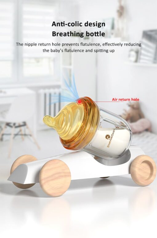 StarAndDaisy Powder Skin Feeding Bottle with With Soft Silicone BPA Free Bottle and Nipple, High-Temperature Resistance, Anti-Flatulence and High Borosilicate Glass, Suitable for 3-6 Months Baby - Image 7