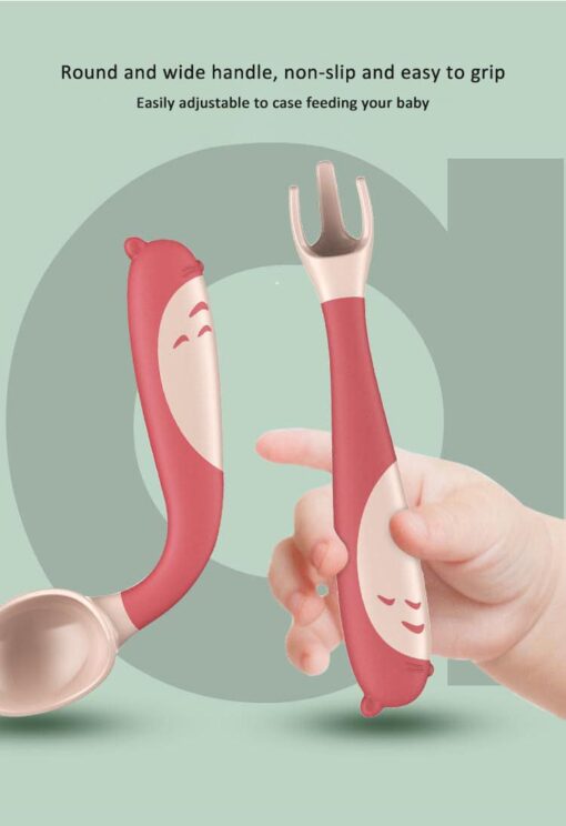 StarAndDaisy Baby Cultery Set Non SLip and Easy To Grip, Ergonomic Design BPA Free set of two (Red) - Image 4
