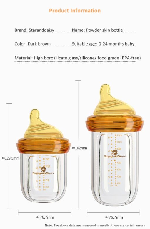 StarAndDaisy Powder Skin Feeding Bottle with With Soft Silicone BPA Free Bottle and Nipple, High-Temperature Resistance, Anti-Flatulence and High Borosilicate Glass, Suitable for 3-6 Months Baby - Image 11