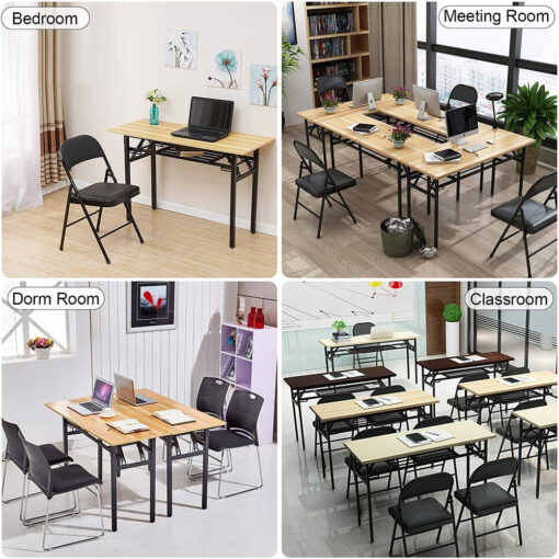 SND Homes Computer Desk Folding Table No-Assembly Modern Desk for Small Spaces Study Writing Desk with Storage Shelf Desks for Students and Work from Home (120 X 60 cm Walnut Brown) - Image 2
