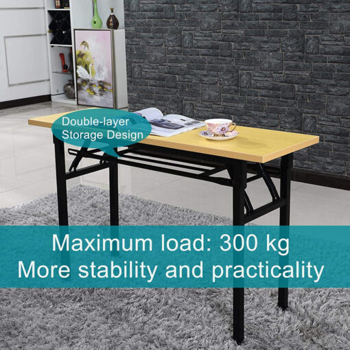 SND Homes Computer Desk Folding Table No-Assembly Modern Desk for Small Spaces Study Writing Desk with Storage Shelf Desks for Students and Work from Home (120 X 60 cm Walnut Brown) - Image 3