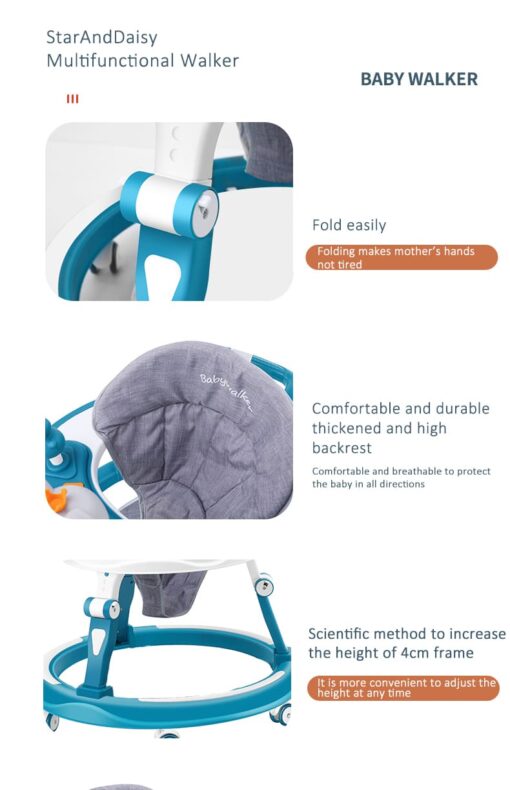 [Refurbished] StarAndDaisy multifunctional intelligent early education baby walker with Toy tray (Blue) - Image 18