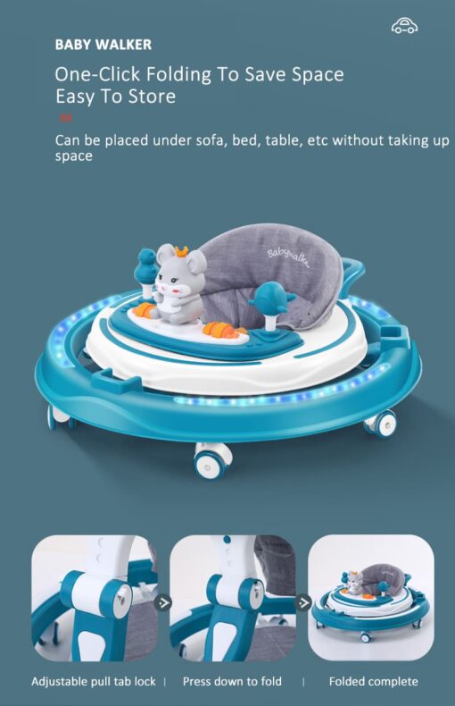 [Refurbished] StarAndDaisy multifunctional intelligent early education baby walker with Toy tray (Blue) - Image 22