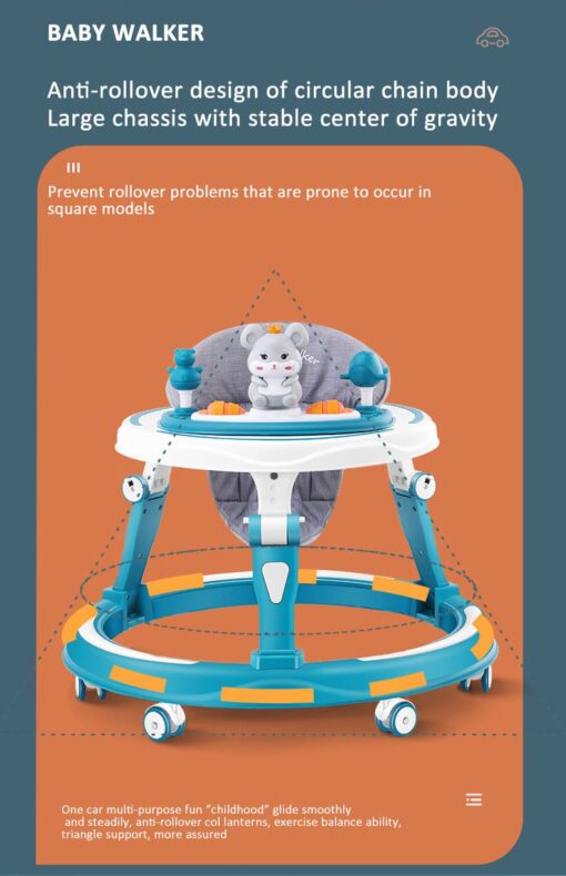 [Refurbished] StarAndDaisy multifunctional intelligent early education baby walker with Toy tray (Blue) - Image 25