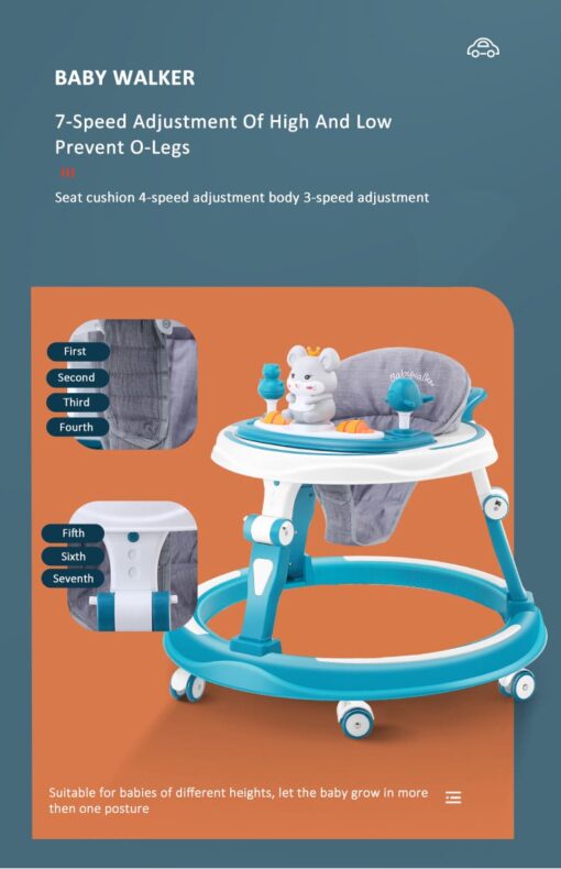 [Refurbished] StarAndDaisy multifunctional intelligent early education baby walker with Toy tray (Blue) - Image 7