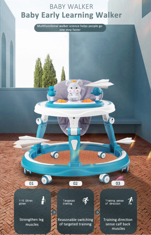 [Refurbished] StarAndDaisy multifunctional intelligent early education baby walker with Toy tray (Blue) - Image 9