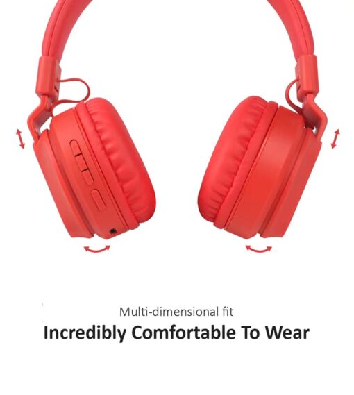 StarAndDaisy Rome Kids Safe Noise Control Bluetooth Headphones that can be used in wireless (Bluetooth) and wired modes (3.5mm auxiliary jack cable) Lively Red - Image 2
