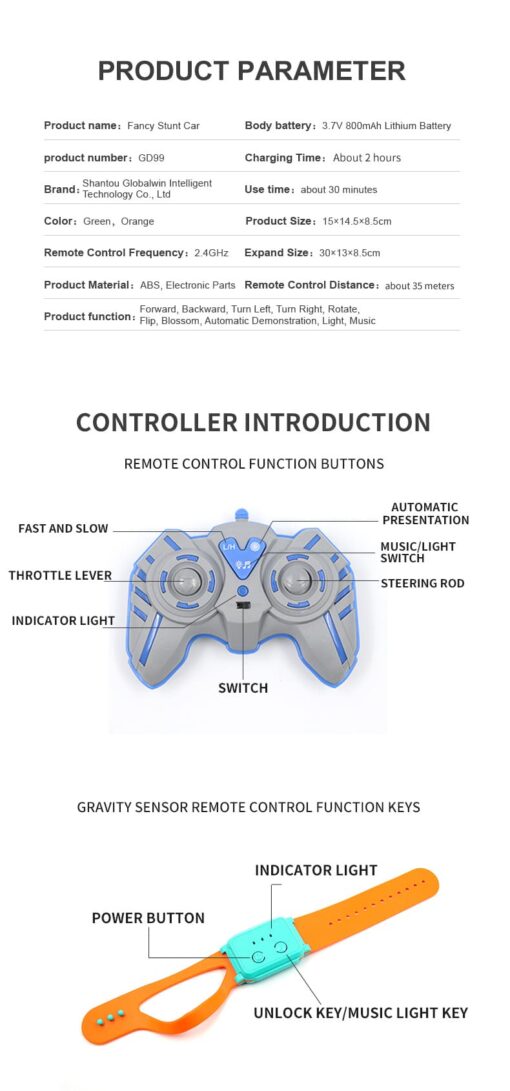 Global Drone NEWEST GD99 Hand Gesture Micro Super Twister Stunt RC Car Toys Truck Remote Children electronic toys with Light - Image 6