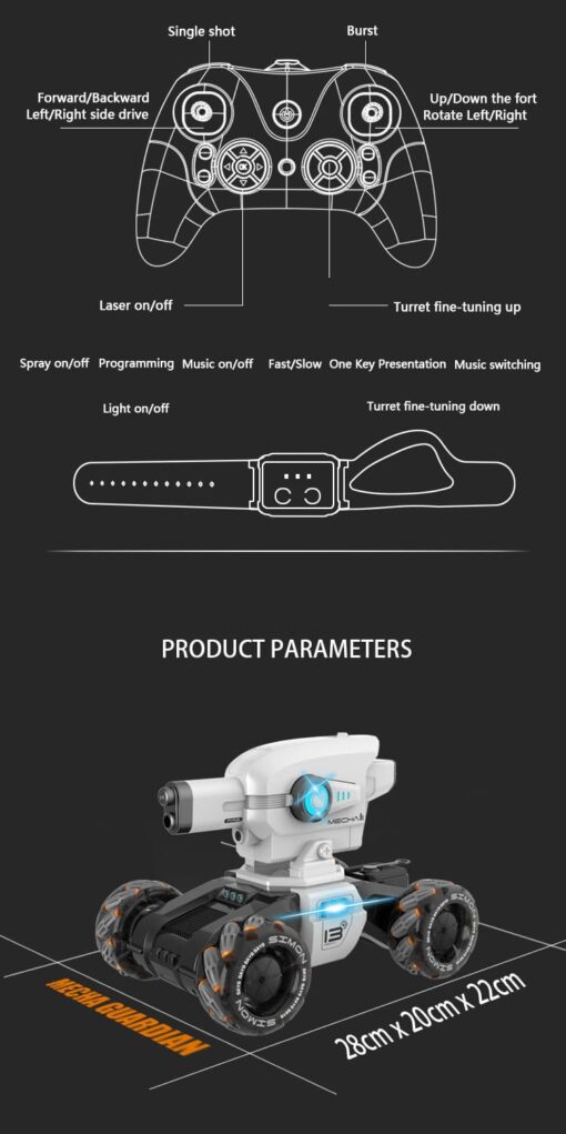 Double mode Stunt Car controller Water bullet tank 360 degree rotation remote controlle car and gesture control car - Image 2