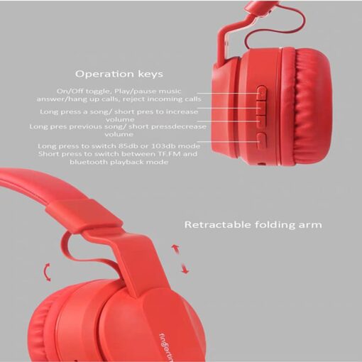StarAndDaisy Rome Kids Safe Noise Control Bluetooth Headphones that can be used in wireless (Bluetooth) and wired modes (3.5mm auxiliary jack cable) Lively Red - Image 6