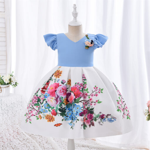 StarAndDaisy Girls Party Dresses Premium Serires (Blue white| SA01) - Image 4
