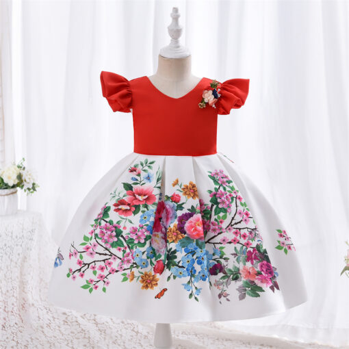 StarAndDaisy Girls Party Dresses Premium Serires (Red white| SA01) - Image 4