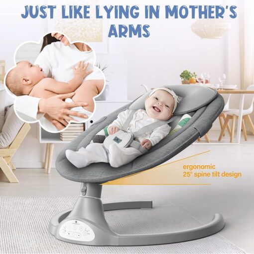 [Refurbished] StarAndDaisy 2-in-1 Premium Modern Automatic Electric Baby Swing Rocker Cradle with Detachable Dining Tray & Mosquito Net, Baby Rocker with Smart Touch Panel & Bluetooth Enabled Music and Remote Control & Urine Mat (New Cuddle Grey) - Image 7
