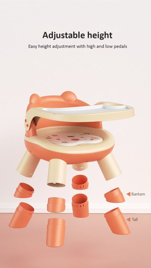 StarAndDaisy 2 in 1 Feeding Chair & Booster Seat with Detachable Dining Food Tray - 3 Point Safety Harness (Orange) - Image 12