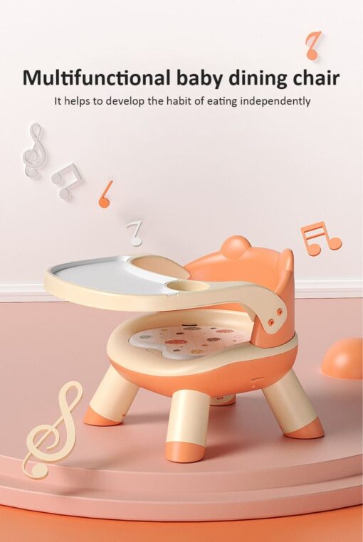 StarAndDaisy 2 in 1 Feeding Chair & Booster Seat with Detachable Dining Food Tray - 3 Point Safety Harness (Orange) - Image 10