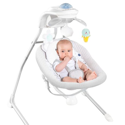 Ronbei Baby Rocker Swing Bed - International Series Baby Rocker Swing for Babies, Soothing Cradle Swing Comfort Electric Baby Chair with Two Ways Swing and Toys Music