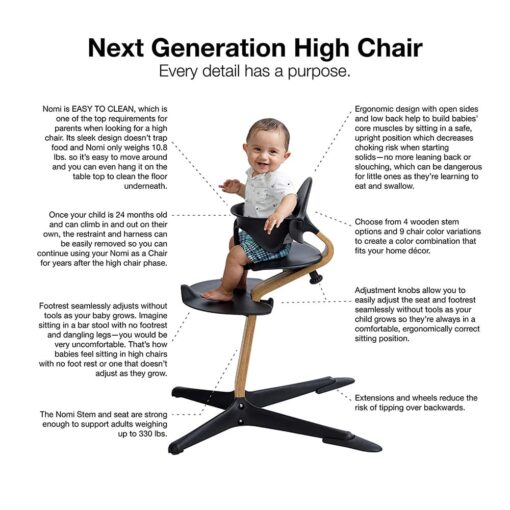 StarAndDaisy Premium Natural Oak Wood Baby High Feeding Chair for Kids – Modern Scandinavian Design with a Strong Wooden Stem, Baby through Teenager and Beyond with Seamless Adjustability, Award Winning Highchair [white] - Image 2