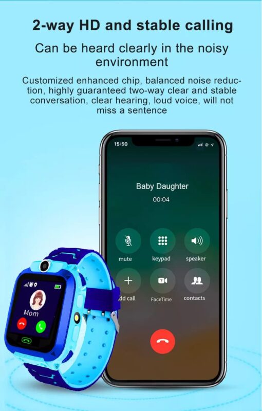 StarAndDaisy Kids Waterproof Smart Watch, AGPS Tracker Phone SOS Anti-Lost Alarm Sim Card Slot Touch Screen Voice Chat Smartwatch for Children Girls Boys (Blue) - Image 4