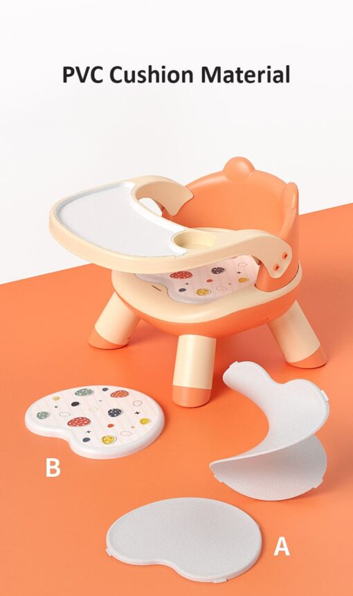 StarAndDaisy 2 in 1 Feeding Chair & Booster Seat with Detachable Dining Food Tray - 3 Point Safety Harness (Orange) - Image 5