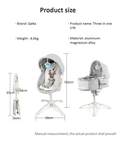 StarAndDaisy 3-in-1 Baby Cradle, Baby Swing, Baby Crib, Baby High Chair with Bedding Set and Mosquito Net , Newborn to 18 Months (Qatta - Pink) - Image 8