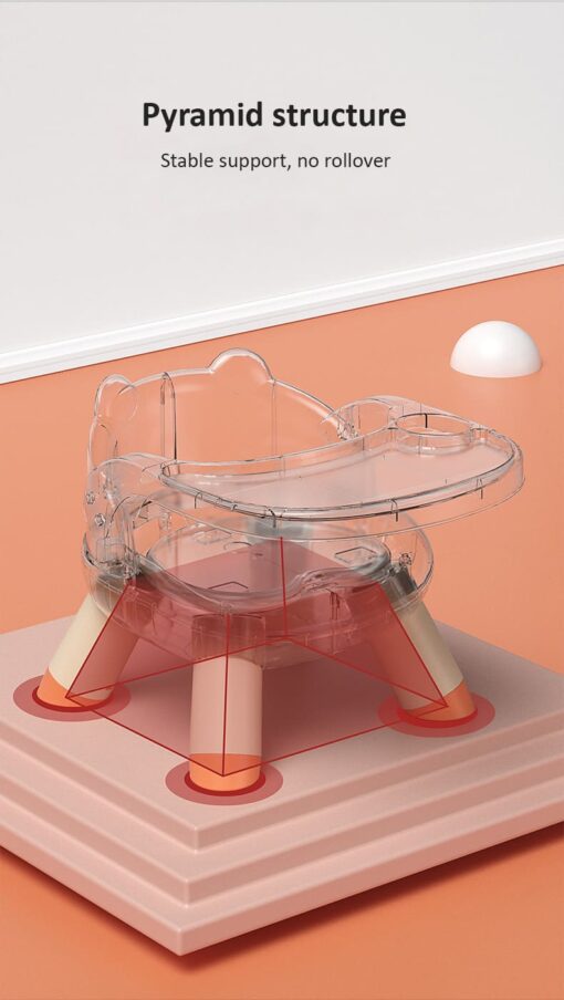 StarAndDaisy 2 in 1 Feeding Chair & Booster Seat with Detachable Dining Food Tray - 3 Point Safety Harness (Orange) - Image 2