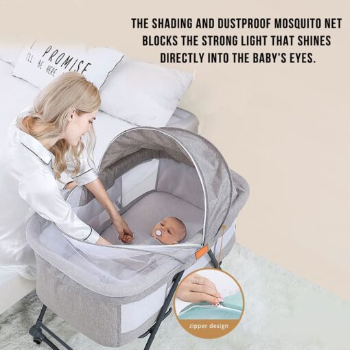 StarAndDaisy D01 Manual Baby cot Crib Newborn Baby Bassinet with Cradle, Wheel, Mosquito net (Pink) - Image 2