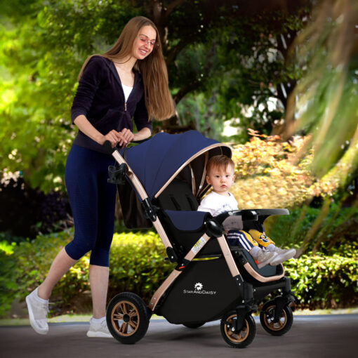 [Pre-Order] StarAndDaisy Ultra Baby Stroller Pram & Buggy, Pushchair Reversible Handle with Anti-Shock Rubber Wheels (Blue) [Delivery Starts on: 30/Oct/2024] - Image 2