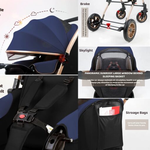 [Pre-Order] StarAndDaisy Ultra Baby Stroller Pram & Buggy, Pushchair Reversible Handle with Anti-Shock Rubber Wheels (Blue) [Delivery Starts on: 30/Oct/2024] - Image 8